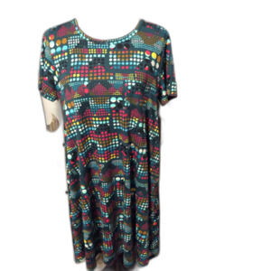 New NWT LuLaRoe Print Medium M Dress High Low Short sleeve